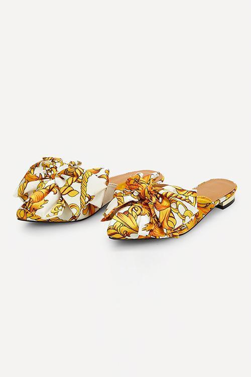 Wild Bow Pointed Flat Slippers