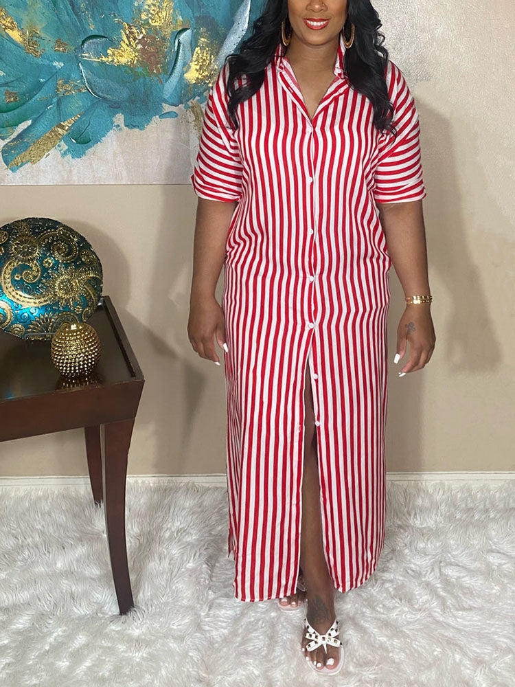 Striped Shirt Maxi Dress