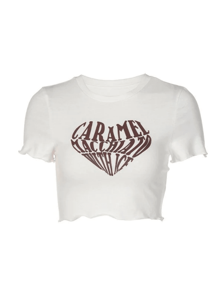 Letter Heart Graphic Crop Top