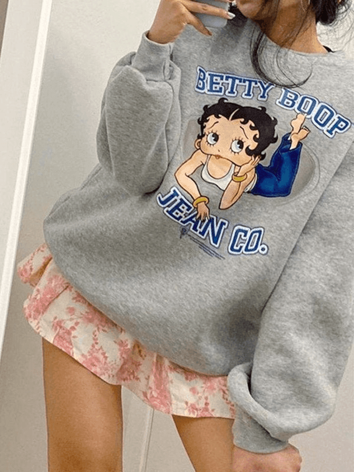 Long Sleeve Cartoon Graphic Sweatshirt