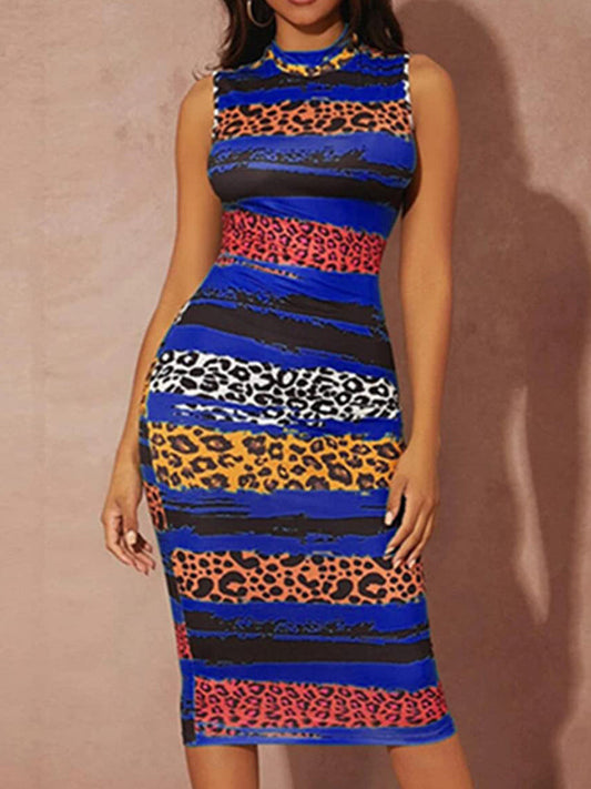 Print Bodycon Midi Dress