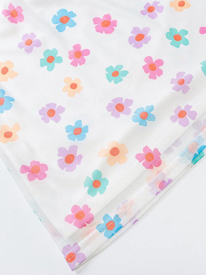 Mesh Floral Print Mini Skirt