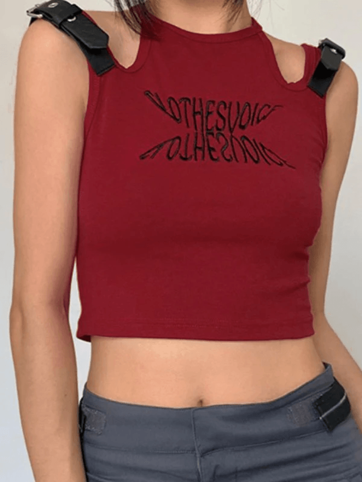 Metal Strap Cutout Cropped Tank Top