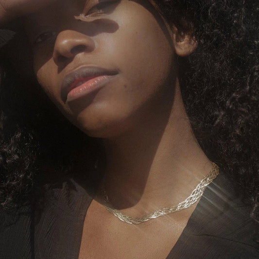 Wheat Chain Braided Choker Necklace - Gold