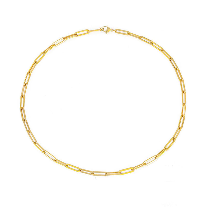 Large Paperclip Chain Link Necklace - Gold