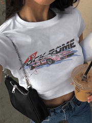 Moto Car Printed Crop Top