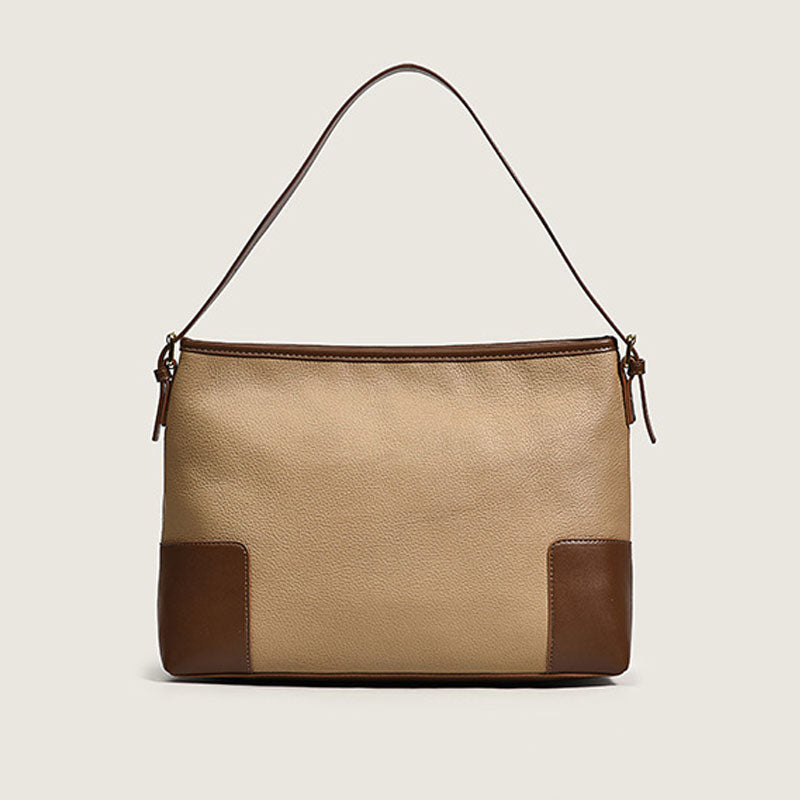 Contrast Color Buckle Trim Tote Bag - Brown