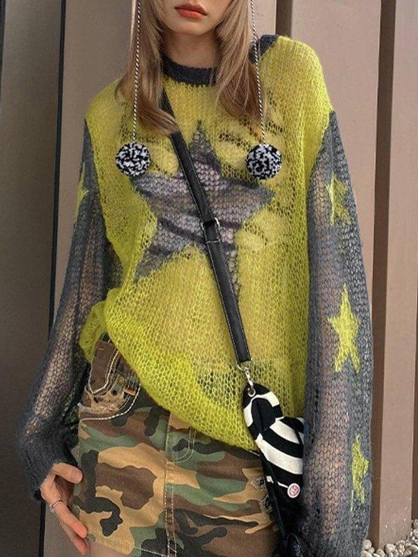 Star Pattern Long Sleeve Knit