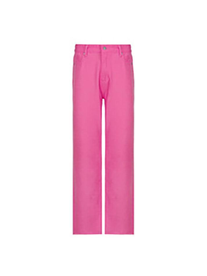 Pink Casual Relaxed Boyfriend Jeans