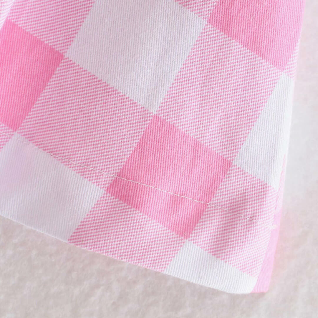 Sweet Plaid Print Long Sleeve Blazer and Pleated Mini Skirt Matching Set - Pink