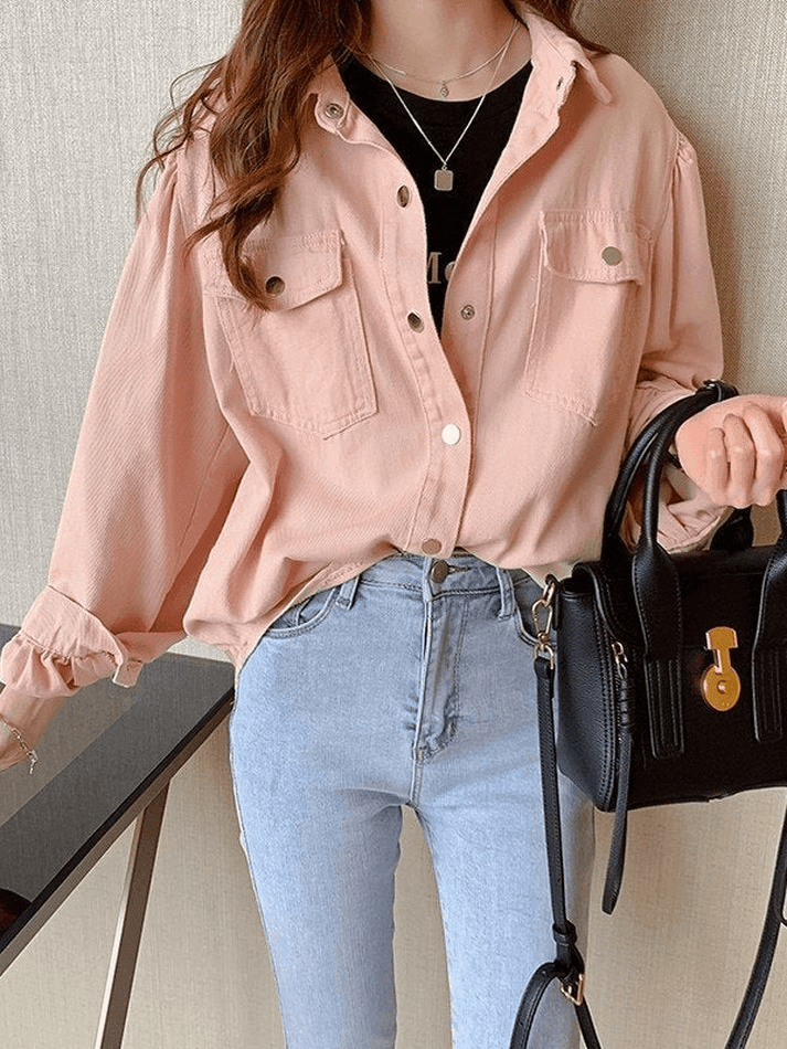 Pleated Long Sleeve Blouse