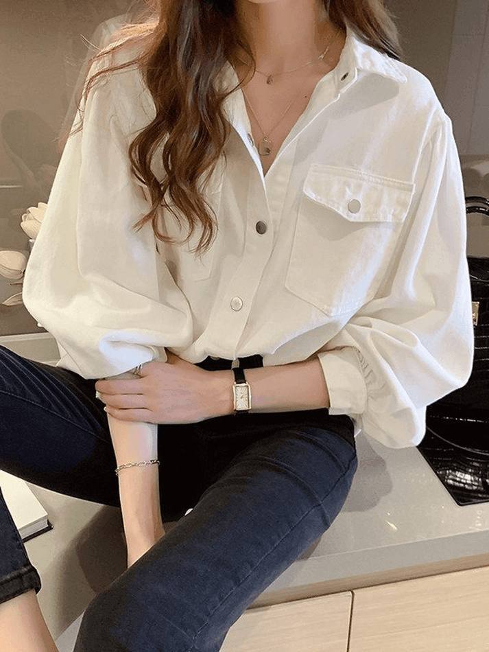 Pleated Long Sleeve Blouse