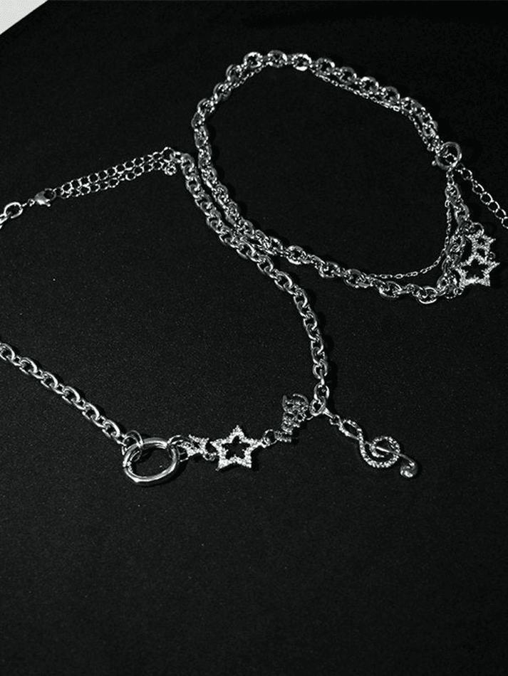 Rhinestone Decor Charm Necklace