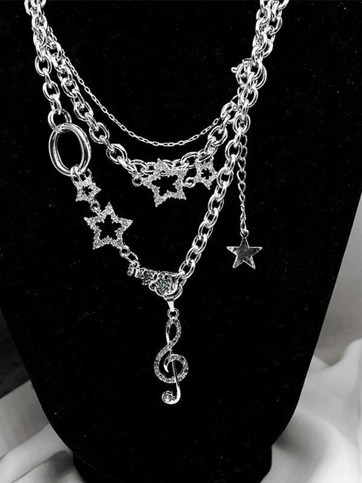 Rhinestone Decor Charm Necklace