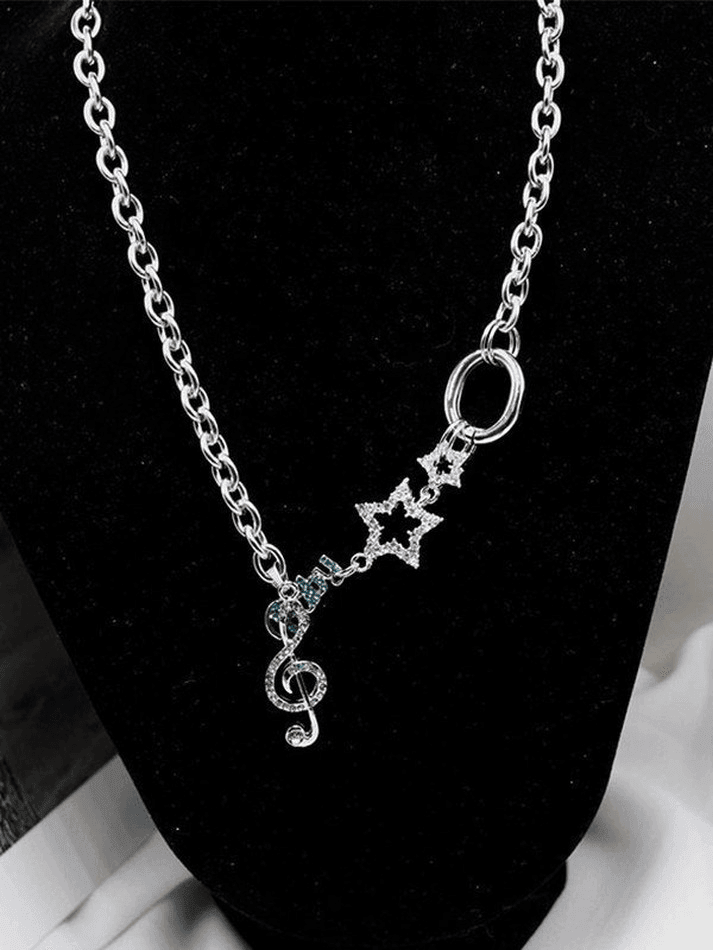 Rhinestone Decor Charm Necklace