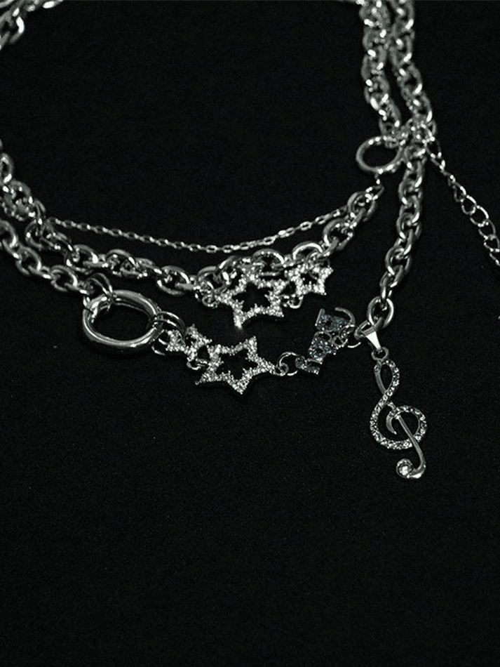 Rhinestone Decor Charm Necklace