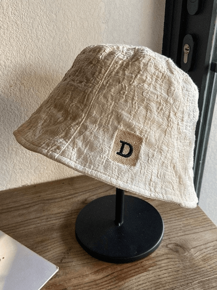 Ruched Letter Embroidery Bucket Hat