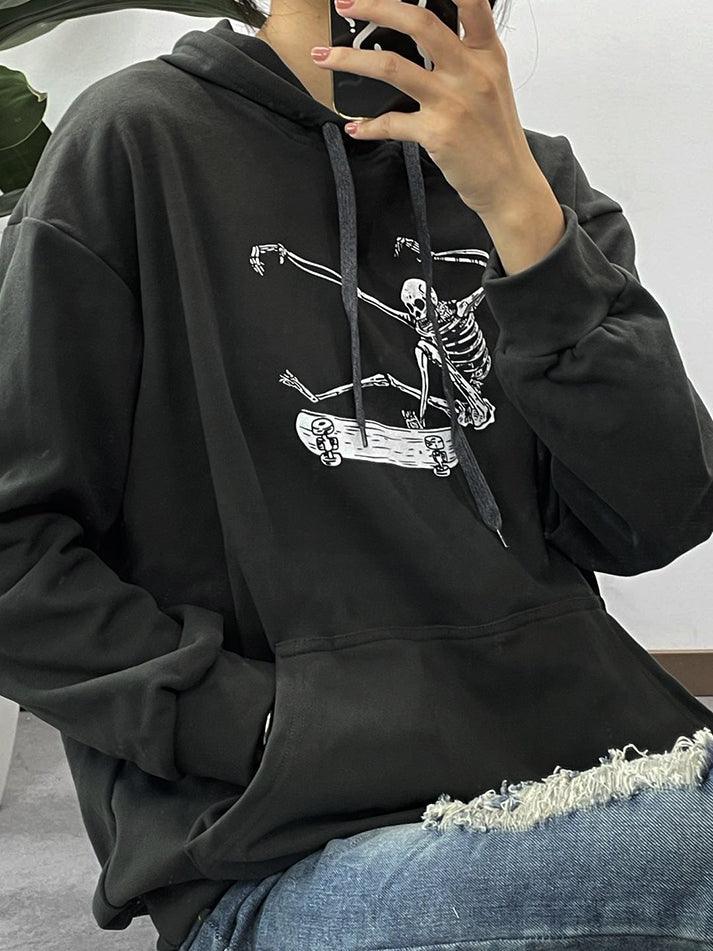 Skull Skater Print Hoodie