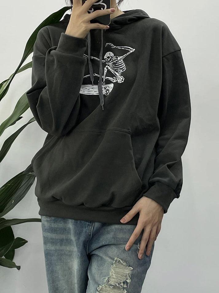 Skull Skater Print Hoodie