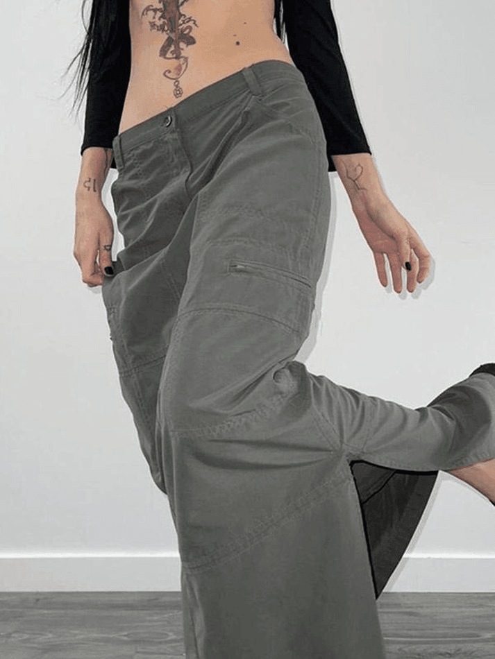 Split Y2K Low Waist Cargo Skirt