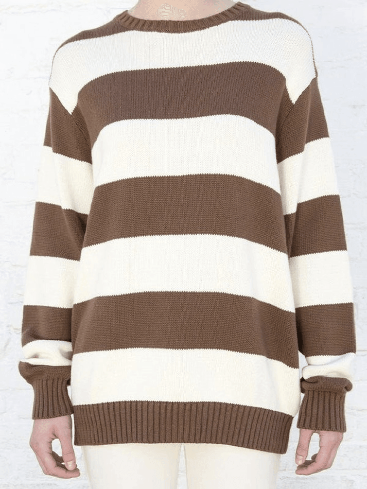 Striped Crew Neck Knit Sweater