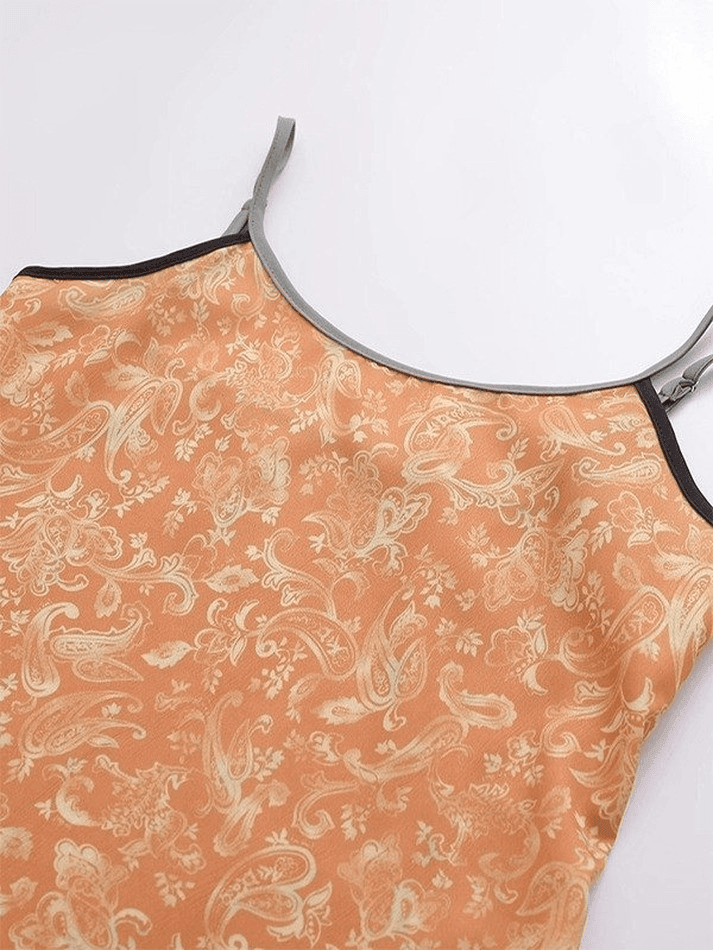 Vintage Paisley Print Maxi Dress