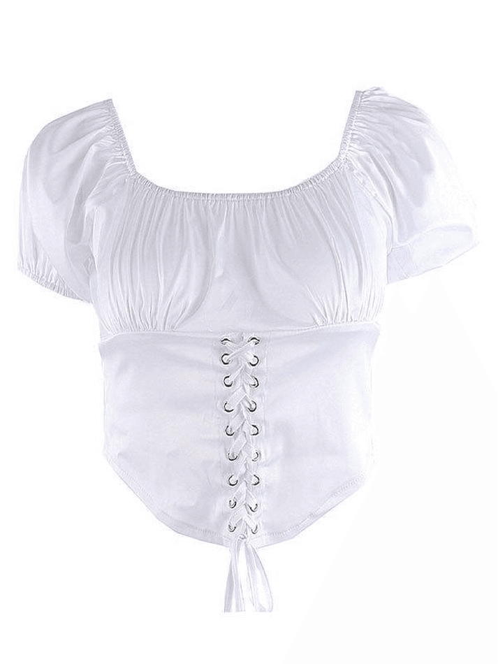 Vintage Puff Sleeve Corset Top