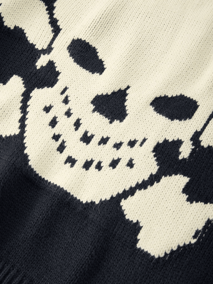 Vintage Skull Jacquard Pullover Sweater