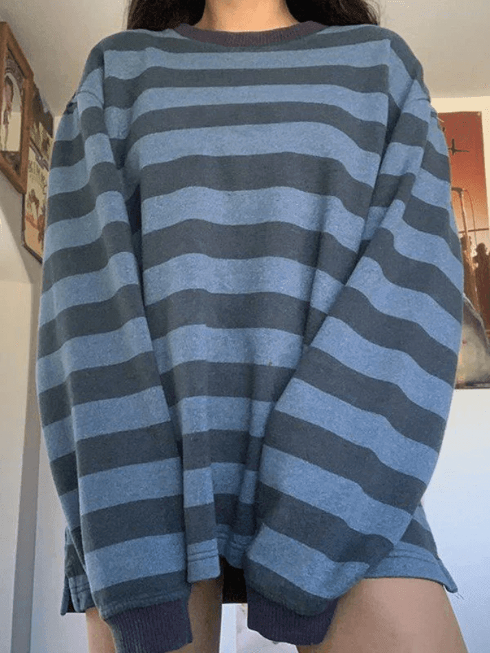 Vintage Striped Pullover Sweatshirt