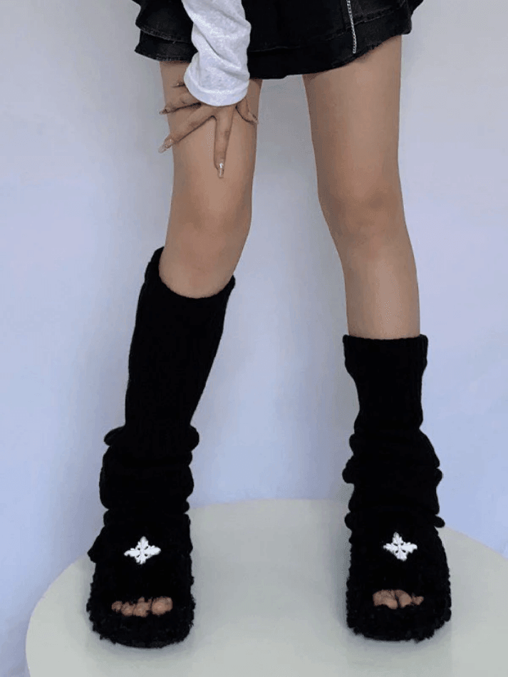 Warm Solid Color Ribbed Knit Leg Warmer