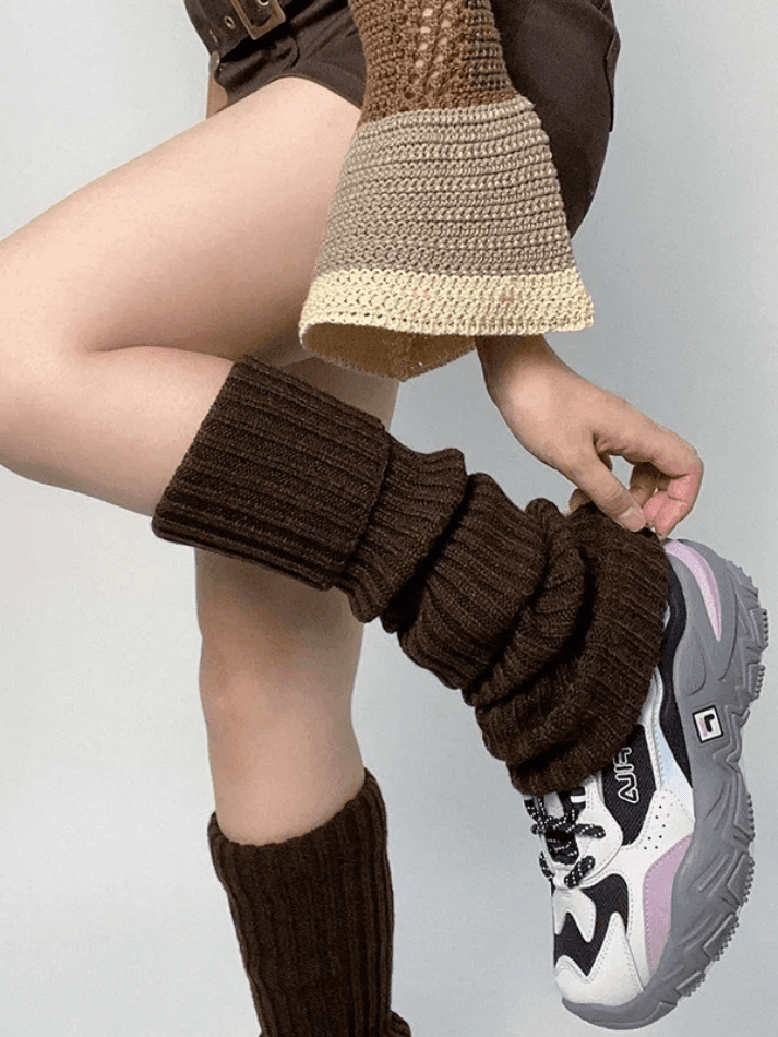 Warm Solid Color Ribbed Knit Leg Warmer