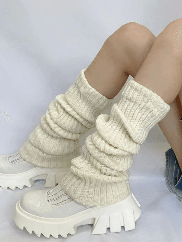 Warm Solid Color Ribbed Knit Leg Warmer