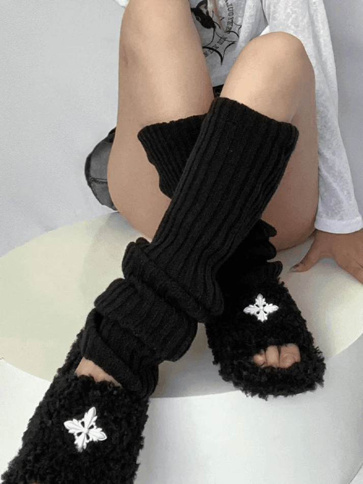 Warm Solid Color Ribbed Knit Leg Warmer