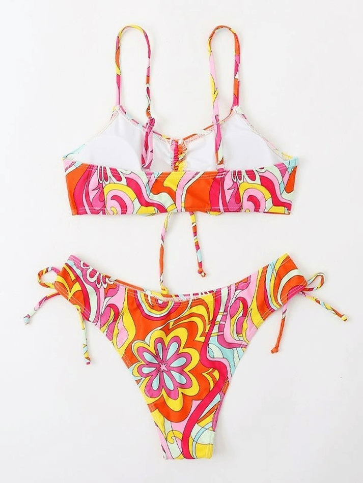 Wave Floral Print Bikini Set
