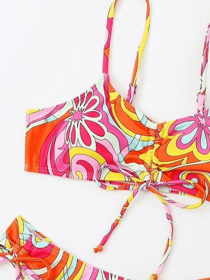 Wave Floral Print Bikini Set