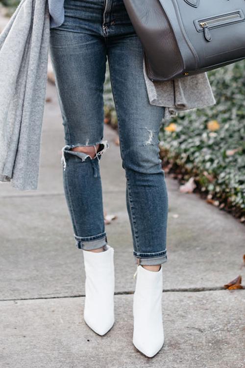 Pointed Toe High Heel Zipper Boots