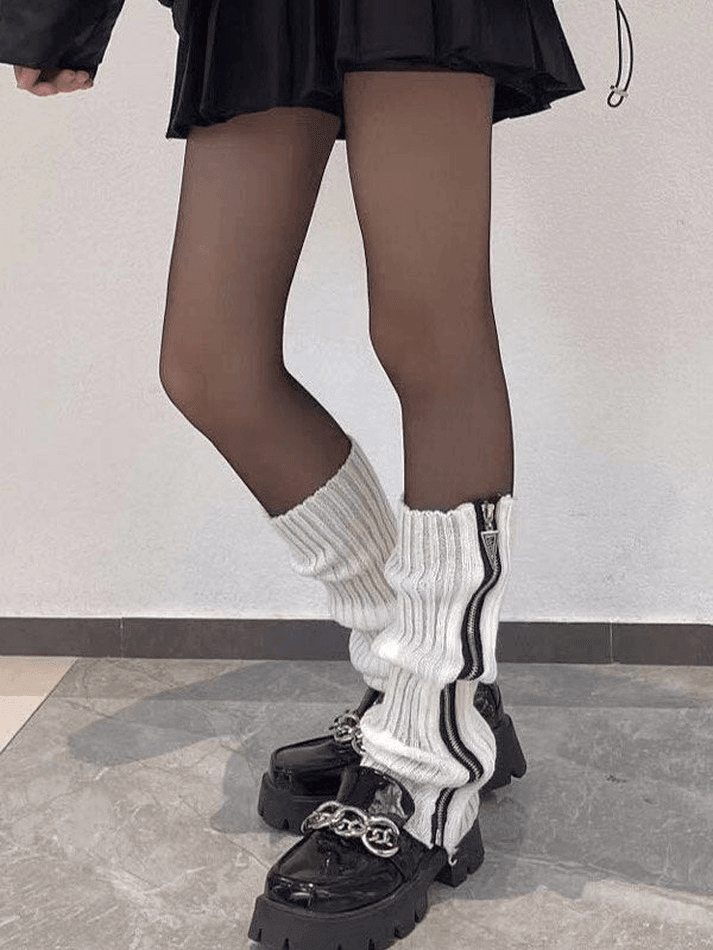 Zip Up Knitted Leg Warmer